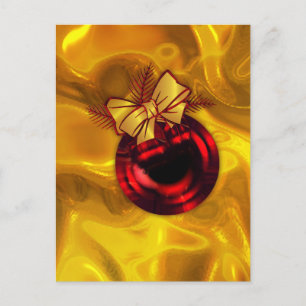 Cartão Postal De Festividades Natal Festivo em Dourado e Vermelho