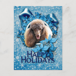 Cartão Postal De Festividades Natal - Floco de Neve Azul - Poodle - Chocolate