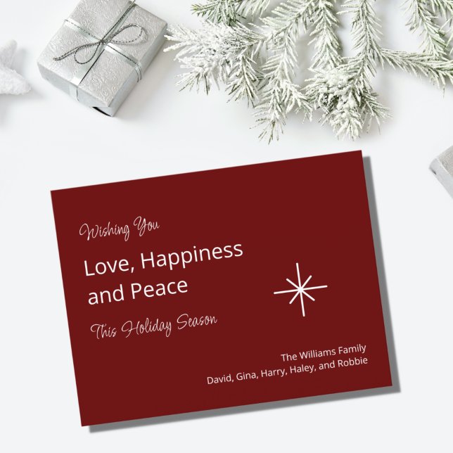 Cartão Postal De Festividades Natal Floco de Neve Família Festiva Vermelha (Criador carregado)