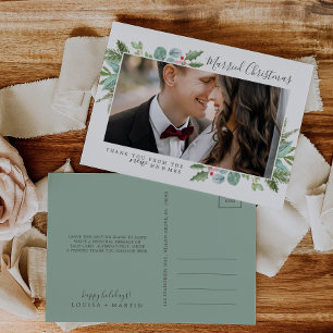 Cartão Postal De Festividades Natal Greenery Casou Natal Obrigado
