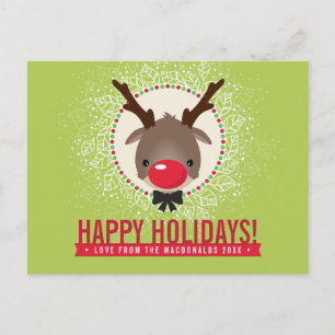 Cartão Postal De Festividades NATAL GREVE nariz vermelho rudolfo rudolfo