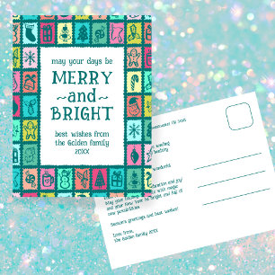 Cartão Postal De Festividades Natal Grid Caprichoso Personalizado Fofo 