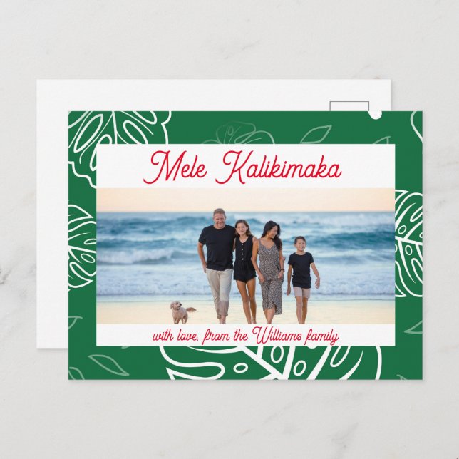 Cartão Postal De Festividades Natal havaiano Mele Kalikimaka personalizável (Frente/Verso)