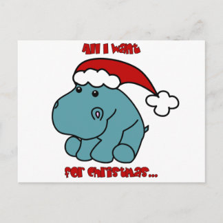 Cartão Postal De Festividades Natal Hippo