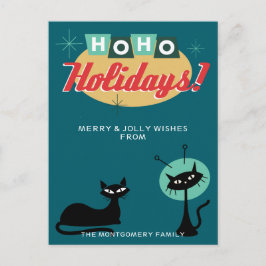 Cartão Postal De Festividades Natal Ho Ho Férias Midcentury Modern