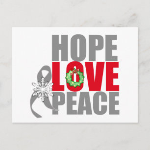 Cartão Postal De Festividades Natal Holiday Hope Love Peace Brain Cancer