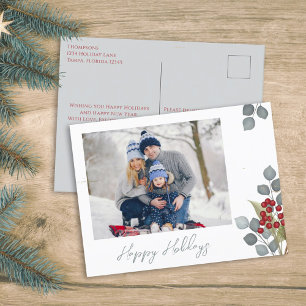 Cartão Postal De Festividades Natal Holly Berries Greenery 1 Foto