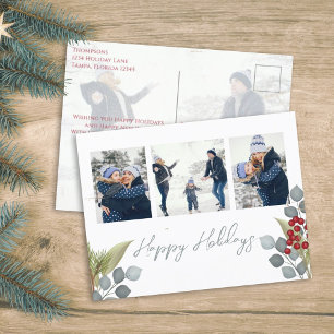 Cartão Postal De Festividades Natal Holly Berries Greenery 4 Foto