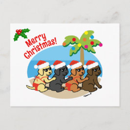Cartão Postal De Festividades Natal Labrador Retriever Beach Kids