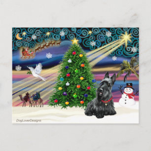 Cartão Postal De Festividades Natal Magic Scottish Terrier 2B