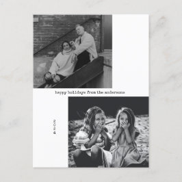 Cartão Postal De Festividades Natal minimalista da tipografia branca negra