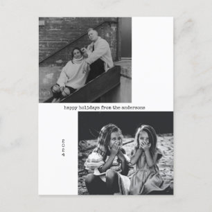 Cartão Postal De Festividades Natal minimalista da tipografia branca negra