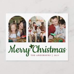 Cartão Postal De Festividades Natal Minimalista Elegante   Família Moderna 3 Fot