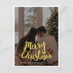 Cartão Postal De Festividades Natal Minimalista Elegante Foto de Família Moder