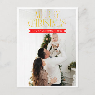 Cartão Postal De Festividades Natal Minimalista Elegante Foto de Família Moder