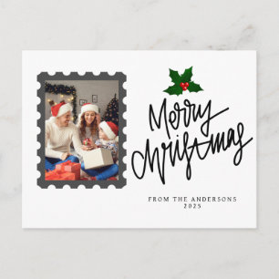 Cartão Postal De Festividades Natal Minimalista Elegante Foto de Família Moder