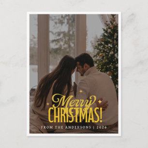 Cartão Postal De Festividades Natal Minimalista Elegante   Foto de Família Moder