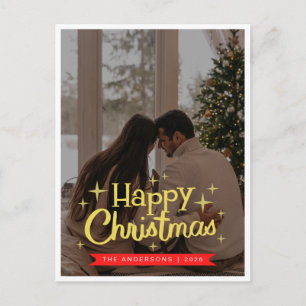 Cartão Postal De Festividades Natal Minimalista Elegante Foto de Família Moder
