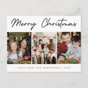 Cartão Postal De Festividades Natal Minimalista Elegante Moderno Família 3 Fot
