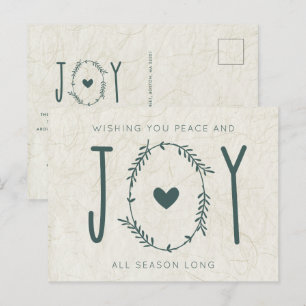 Cartão Postal De Festividades Natal Minimalista Paz e Alegria