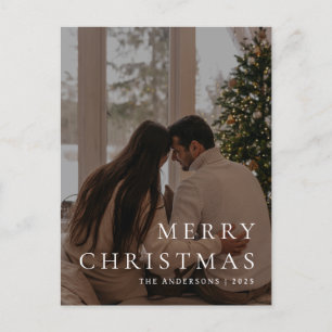 Cartão Postal De Festividades Natal mínimo elegante   Foto da família moderna 1