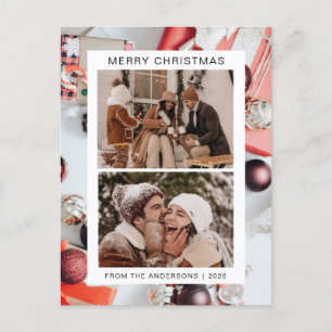 Cartão Postal De Festividades Natal mínimo elegante Foto da família moderna 2