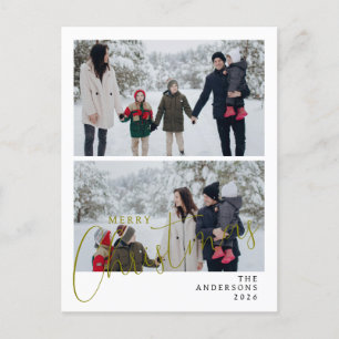 Cartão Postal De Festividades Natal mínimo elegante   Foto da família moderna 2