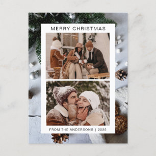 Cartão Postal De Festividades Natal mínimo elegante   Foto da família moderna 2