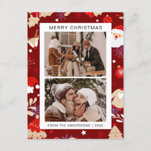 Cartão Postal De Festividades Natal mínimo elegante   Foto da família moderna 2