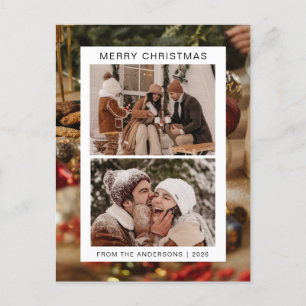 Cartão Postal De Festividades Natal mínimo elegante   Foto da família moderna 2