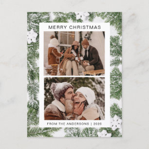 Cartão Postal De Festividades Natal mínimo elegante   Foto da família moderna 2