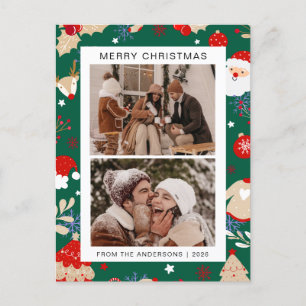 Cartão Postal De Festividades Natal mínimo elegante   Foto da família moderna 2