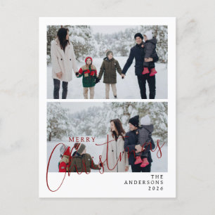 Cartão Postal De Festividades Natal mínimo elegante   Foto da família moderna 2