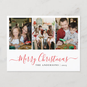 Cartão Postal De Festividades Natal mínimo elegante Foto da família moderna 3