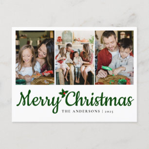 Cartão Postal De Festividades Natal mínimo elegante   Foto da família moderna 3