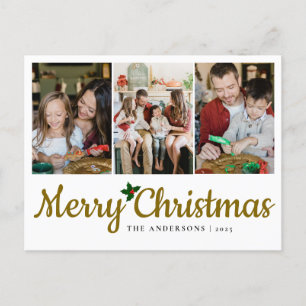Cartão Postal De Festividades Natal mínimo elegante Foto da família moderna 3