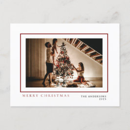 Cartão Postal De Festividades Natal mínimo elegante | Retrato da família moderna