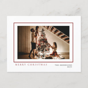 Cartão Postal De Festividades Natal mínimo elegante   Retrato da família moderna