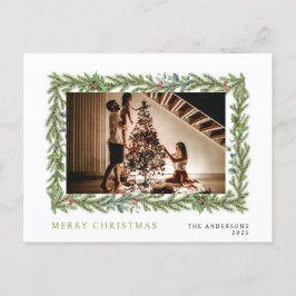 Cartão Postal De Festividades Natal mínimo elegante | Retrato da família moderna
