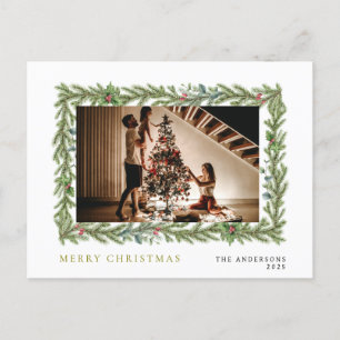 Cartão Postal De Festividades Natal mínimo elegante   Retrato da família moderna