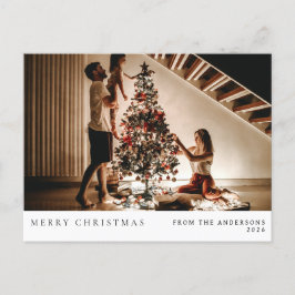Cartão Postal De Festividades Natal mínimo elegante | Retrato da família moderna
