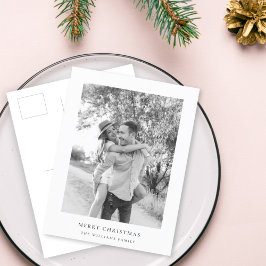 Cartão Postal De Festividades Natal mínimo | Foto simples em preto e branco