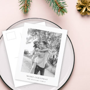 Cartão Postal De Festividades Natal mínimo   Foto simples em preto e branco