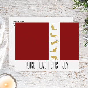 Cartão Postal De Festividades Natal Moderno Chic Vermelho Branco e Dourado para