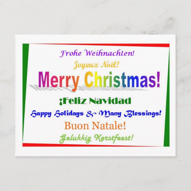 Cartão Postal De Festividades Natal - multilingue (Frente)