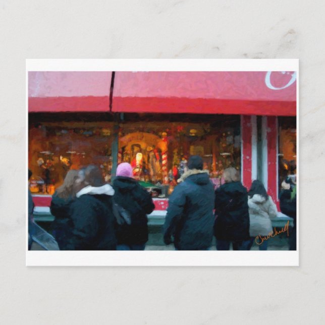 Cartão Postal De Festividades Natal na exposição da janela de NYC (Frente)