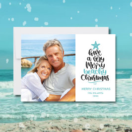 Cartão Postal De Festividades Natal na Praia
