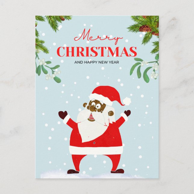 Cartão Postal De Festividades Natal negro afro-americano (Frente)