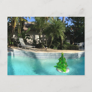 Cartão Postal De Festividades Natal no Poolside