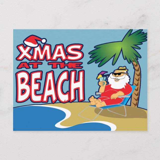 Cartão Postal De Festividades Natal no Praia-Cartão (Frente)